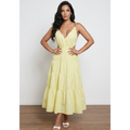 Maje Yellow Tiered Cutout Midi Dress Size 36 (XS/S 2/4)