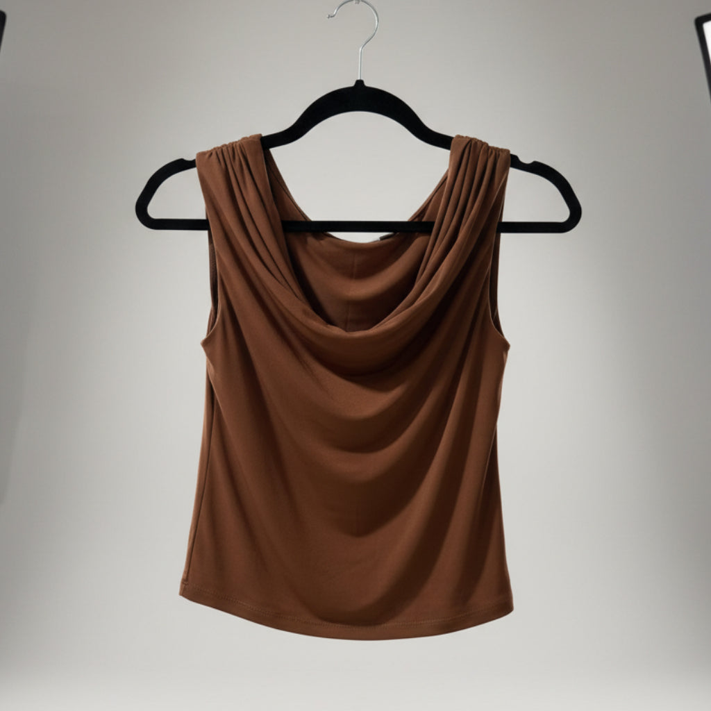 Double Zero Brown Cowl Neck Tank Size S