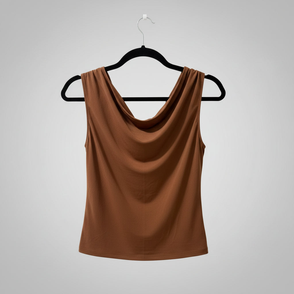 Double Zero Brown Cowl Neck Tank Size S