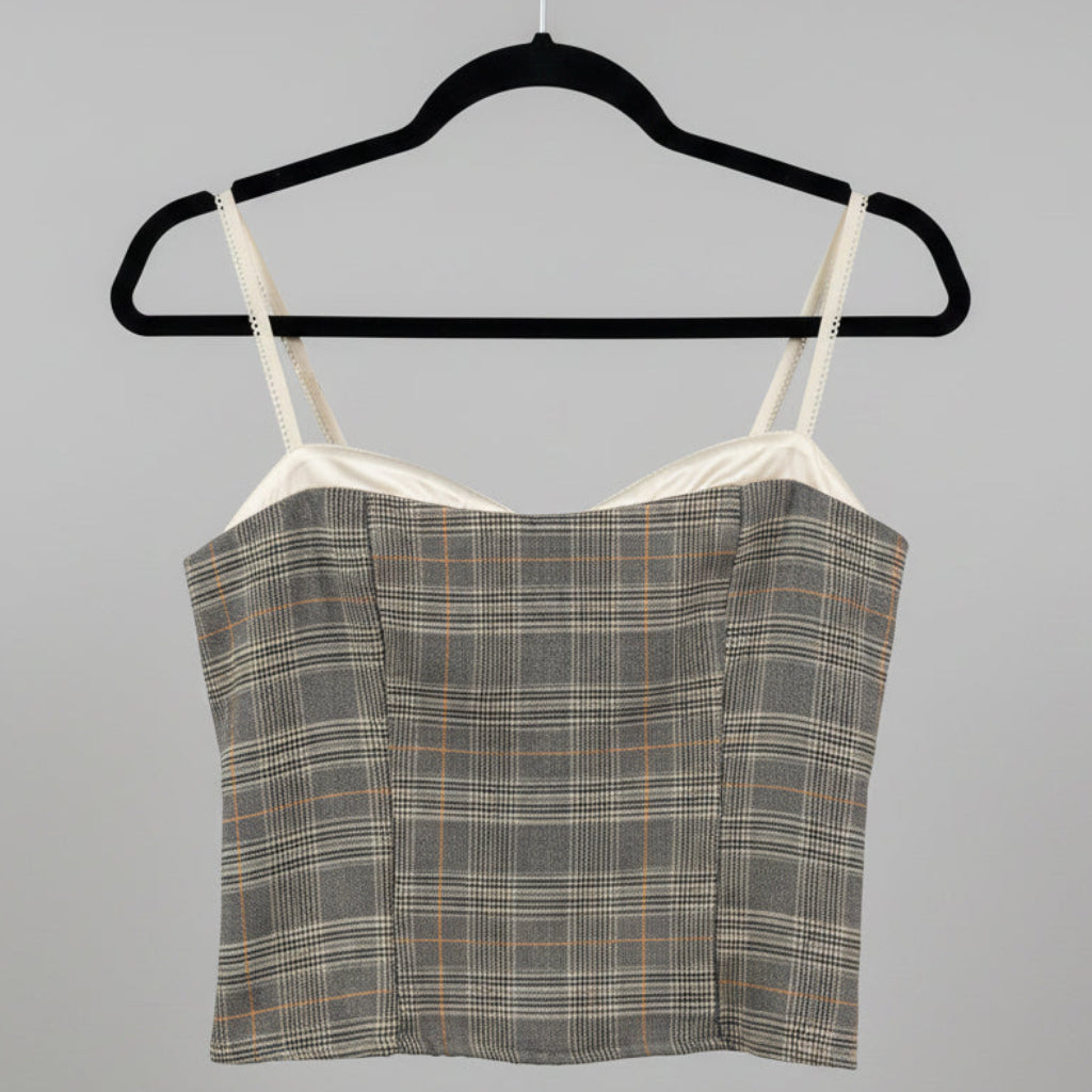 Olivaceous Plaid Corset Style Top Size M