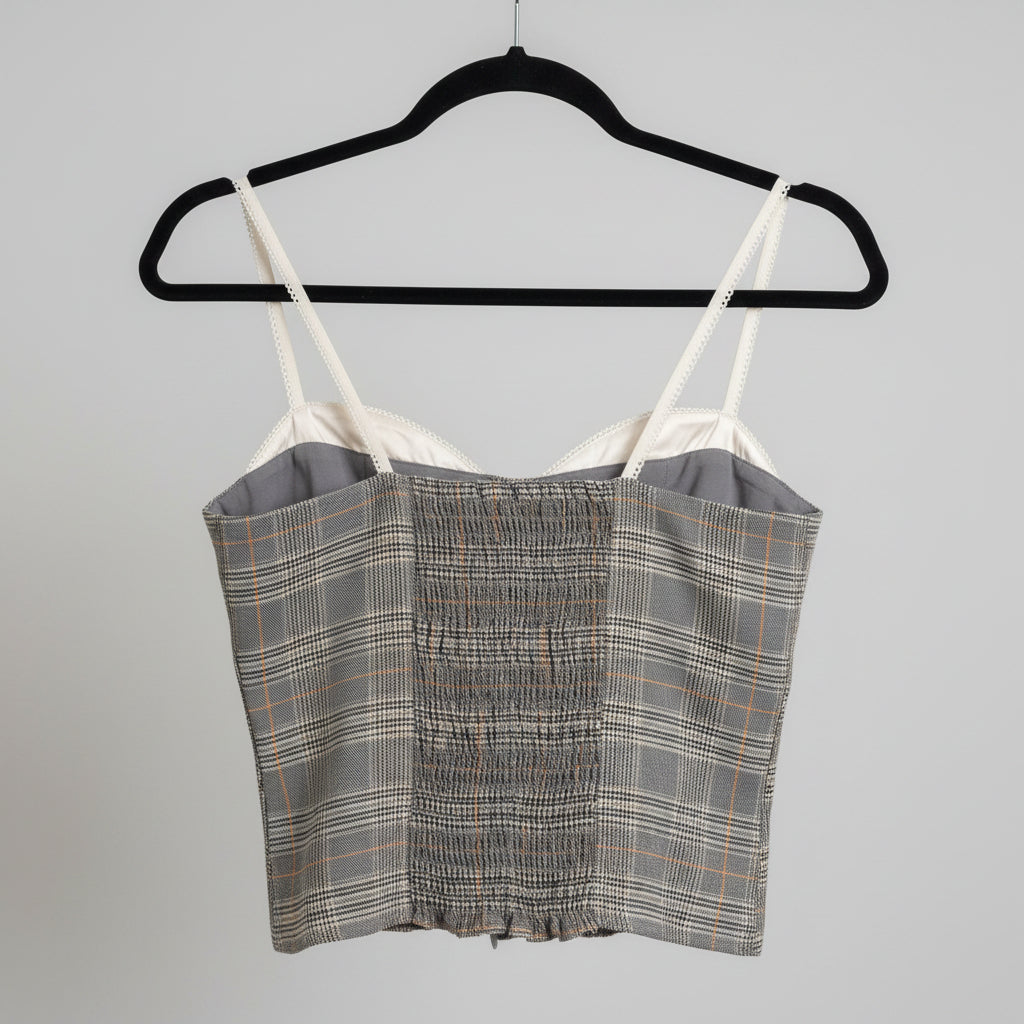 Olivaceous Plaid Corset Style Top Size M