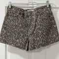 Hidden LA Leopard Print Denim Shorts – High Waist, Raw Hem, Size S