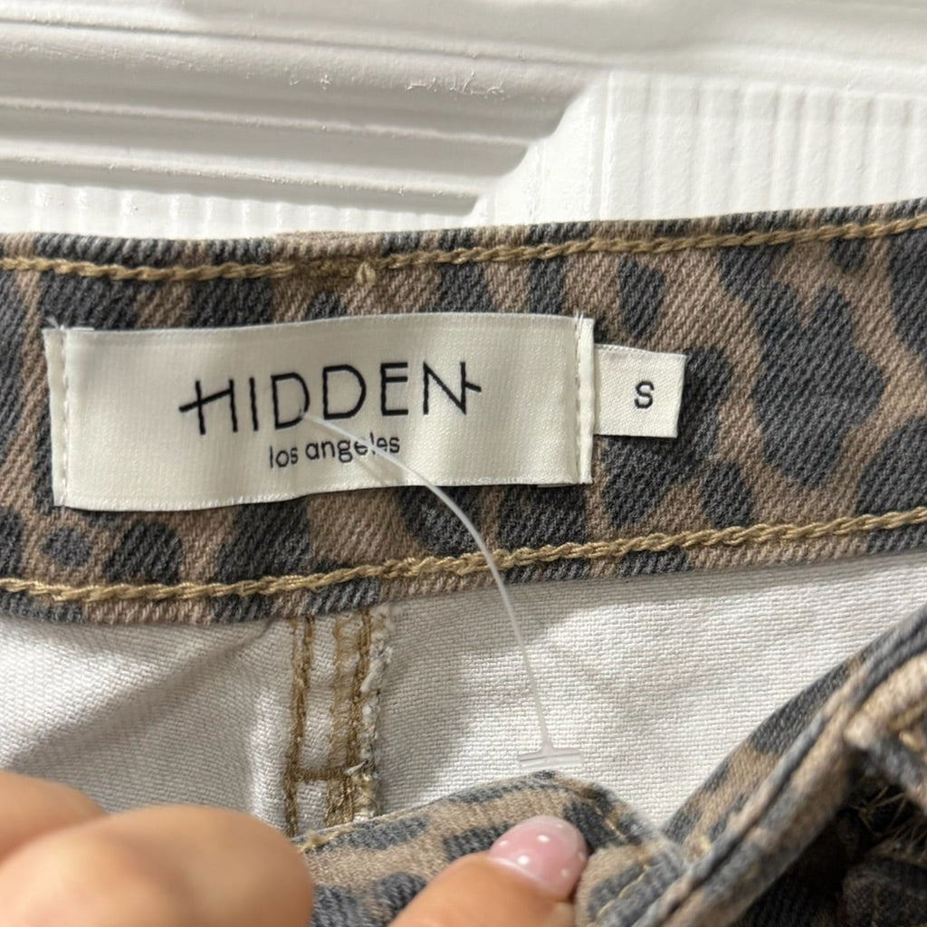 Hidden LA Leopard Print Denim Shorts – High Waist, Raw Hem, Size S