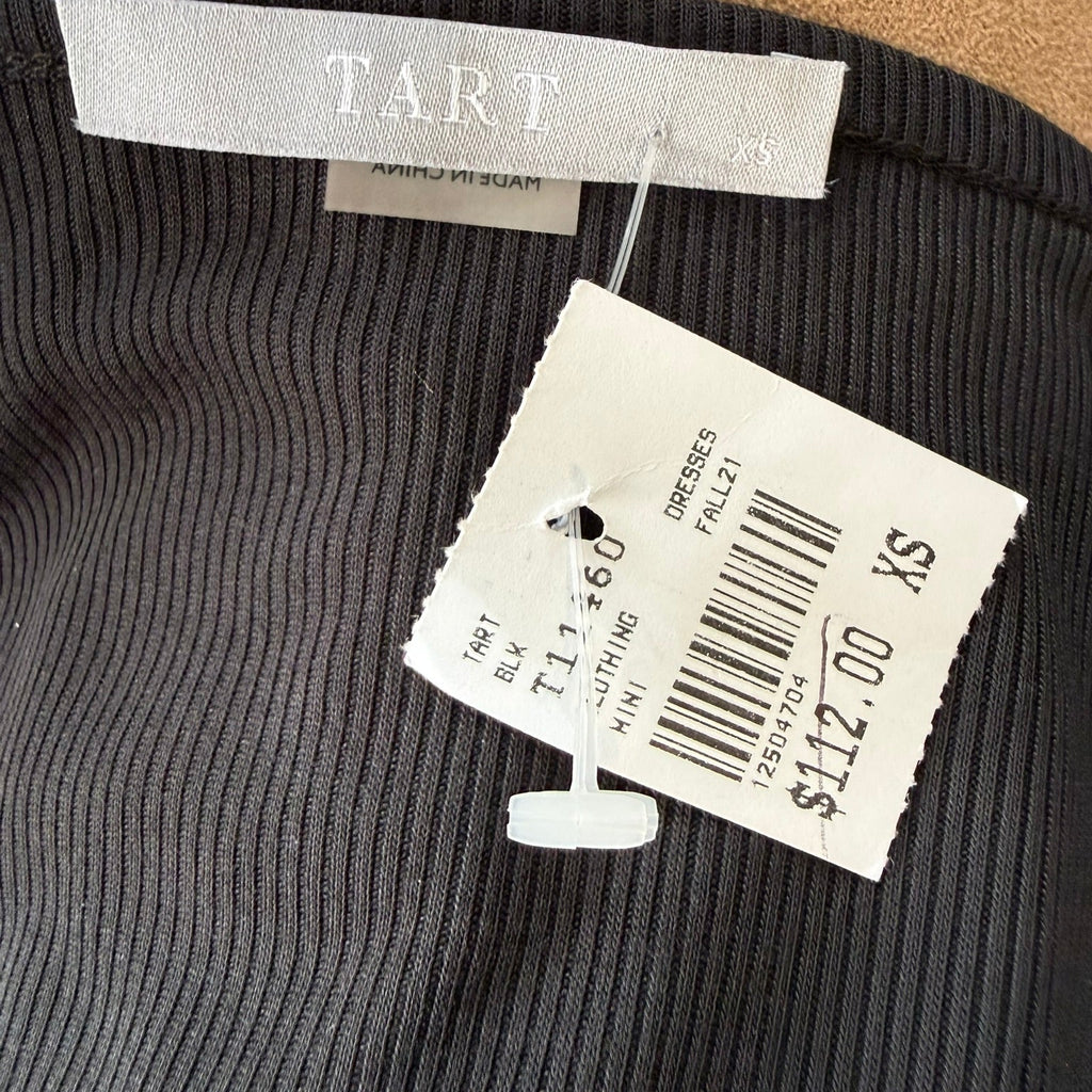Tart Black Ribbed Side-Ruched Midi Dress Size XS