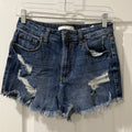 Eunina Lulu High Rise Cutoff Shorts – Medium Wash, Frayed Hem, Size S