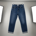 Pistola High Rise Raw Hem Jeans – Medium Blue, Cotton Rayon, Size 25