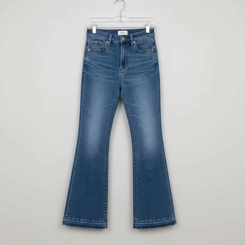 Pistola High Rise Flare Jeans – Blue Wash, Lyocell Blend, Size 25