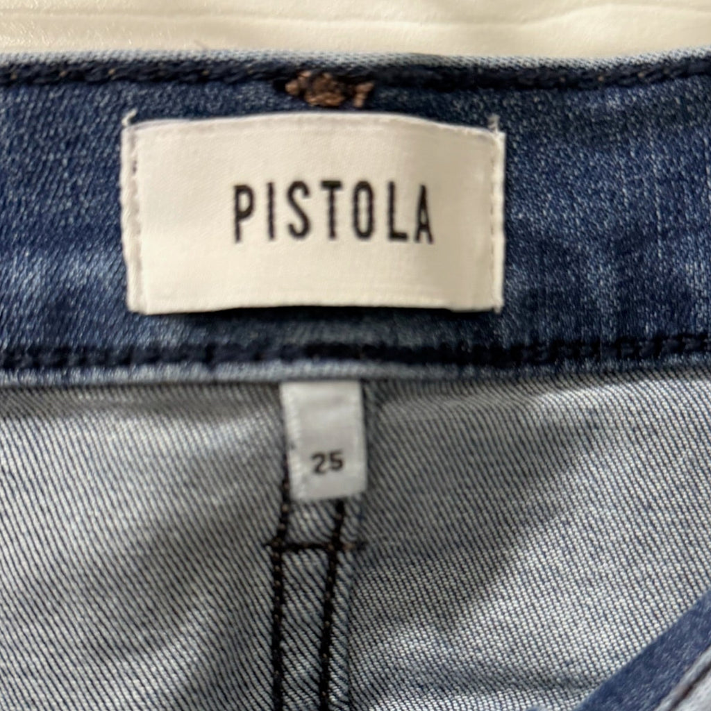 Pistola High Rise Flare Jeans – Blue Wash, Lyocell Blend, Size 25