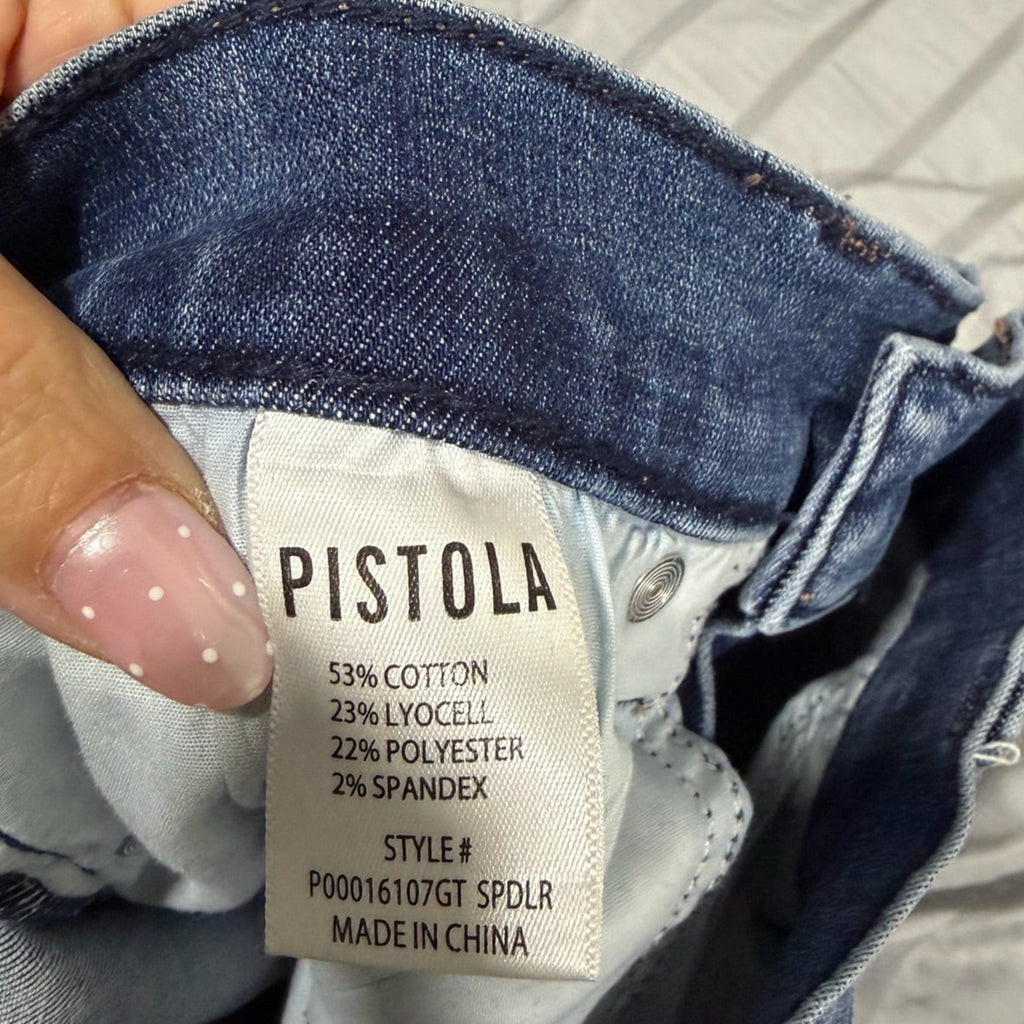 Pistola High Rise Flare Jeans – Blue Wash, Lyocell Blend, Size 25