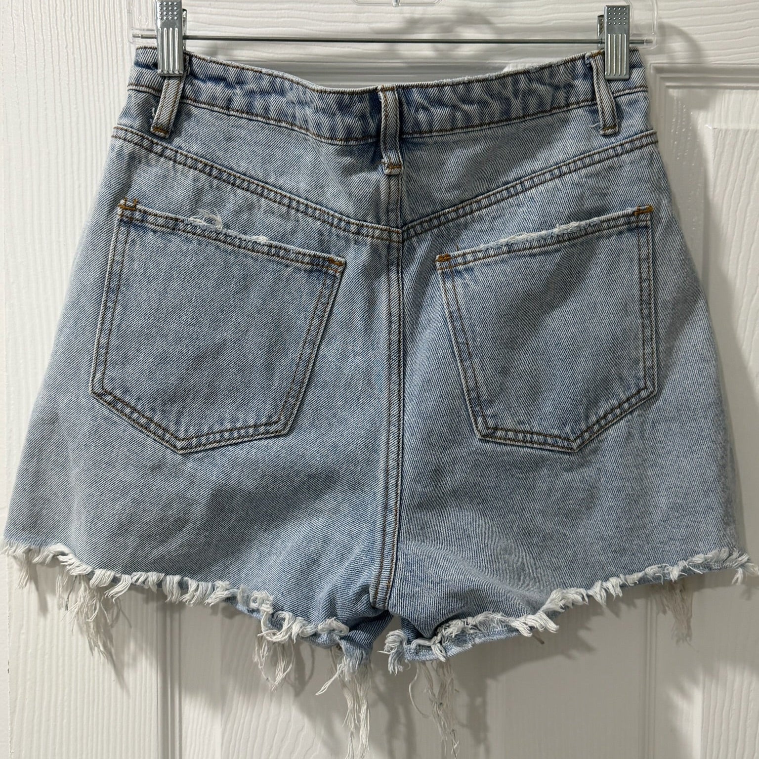 Signature 8 Distressed Denim Shorts – Asymmetric Fly, Raw Hem, Size M
