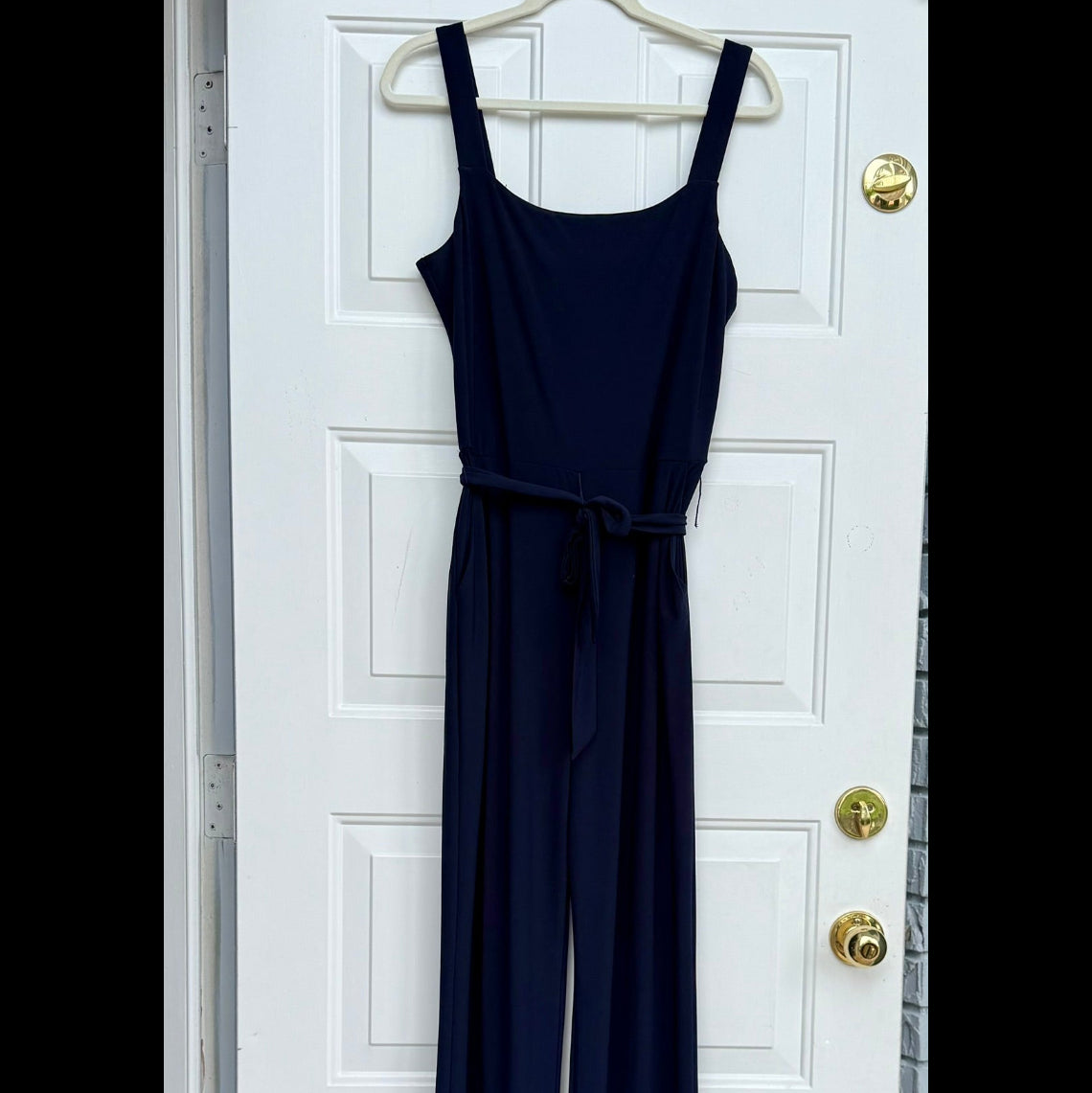 Frank Lyman Navy Wide-Leg Jumpsuit Size Medium