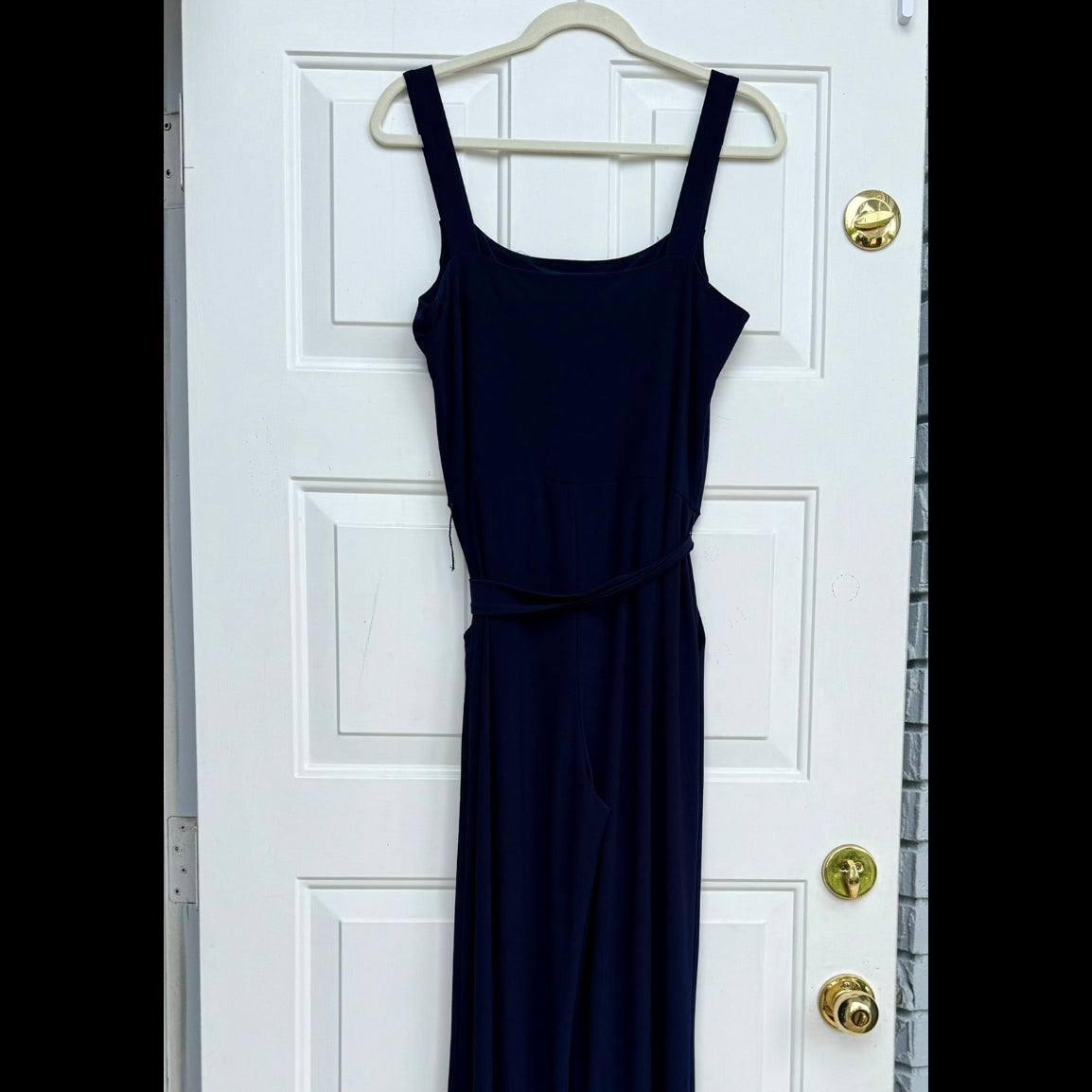 Frank Lyman Navy Wide-Leg Jumpsuit Size Medium