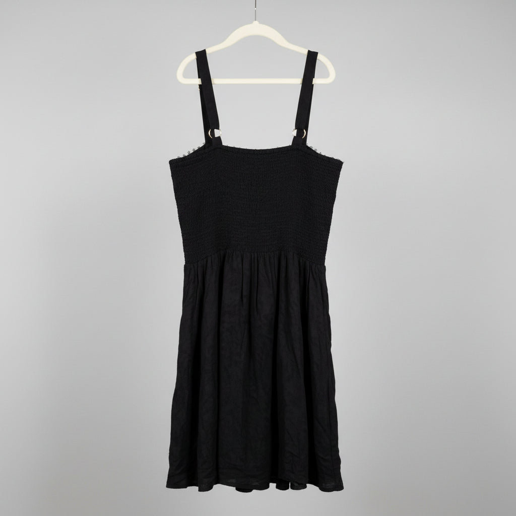 Heartloom Black Lace Trimmed Cami Dress – Sculpted Bodice, Size M