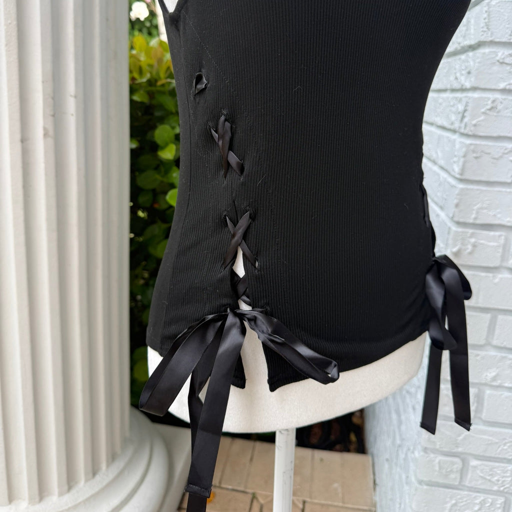 Illa La Ribbed Lace-Up Tank Size Medium