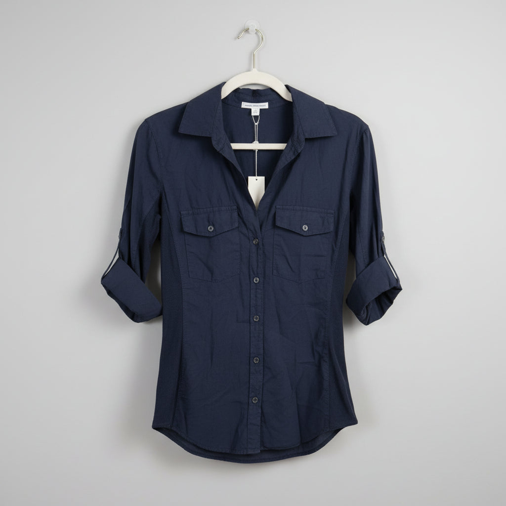 James Perse Navy Button Down Shirt Size 2