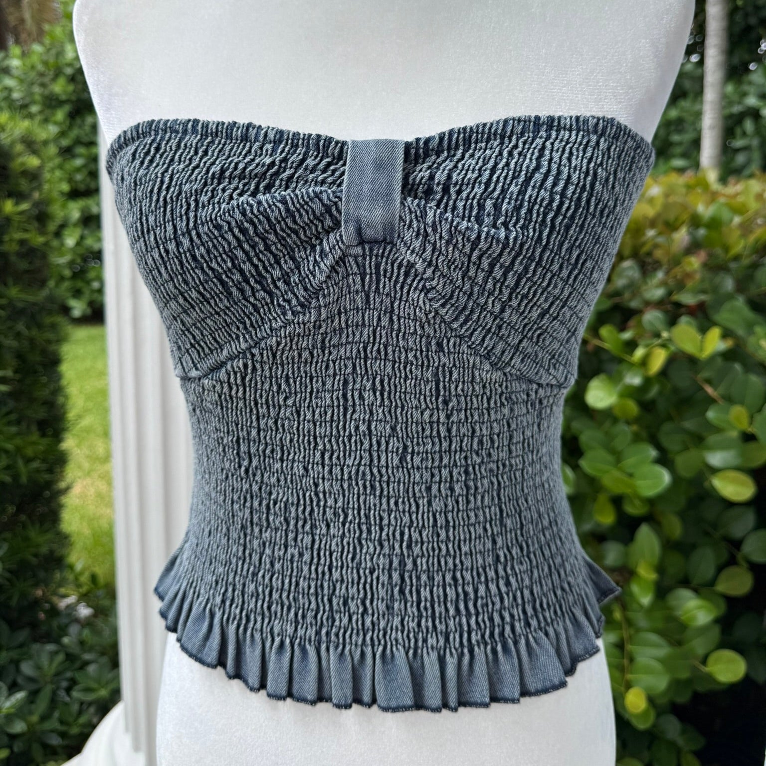 Heartloom Miska Smocked Denim Tube Top Size Medium