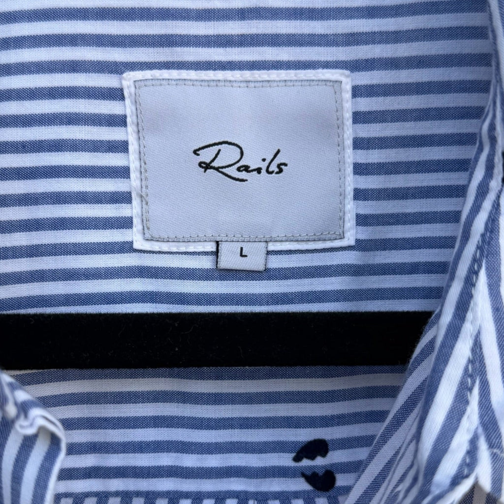 Rails Heart Print Striped Button Down Shirt Size Large