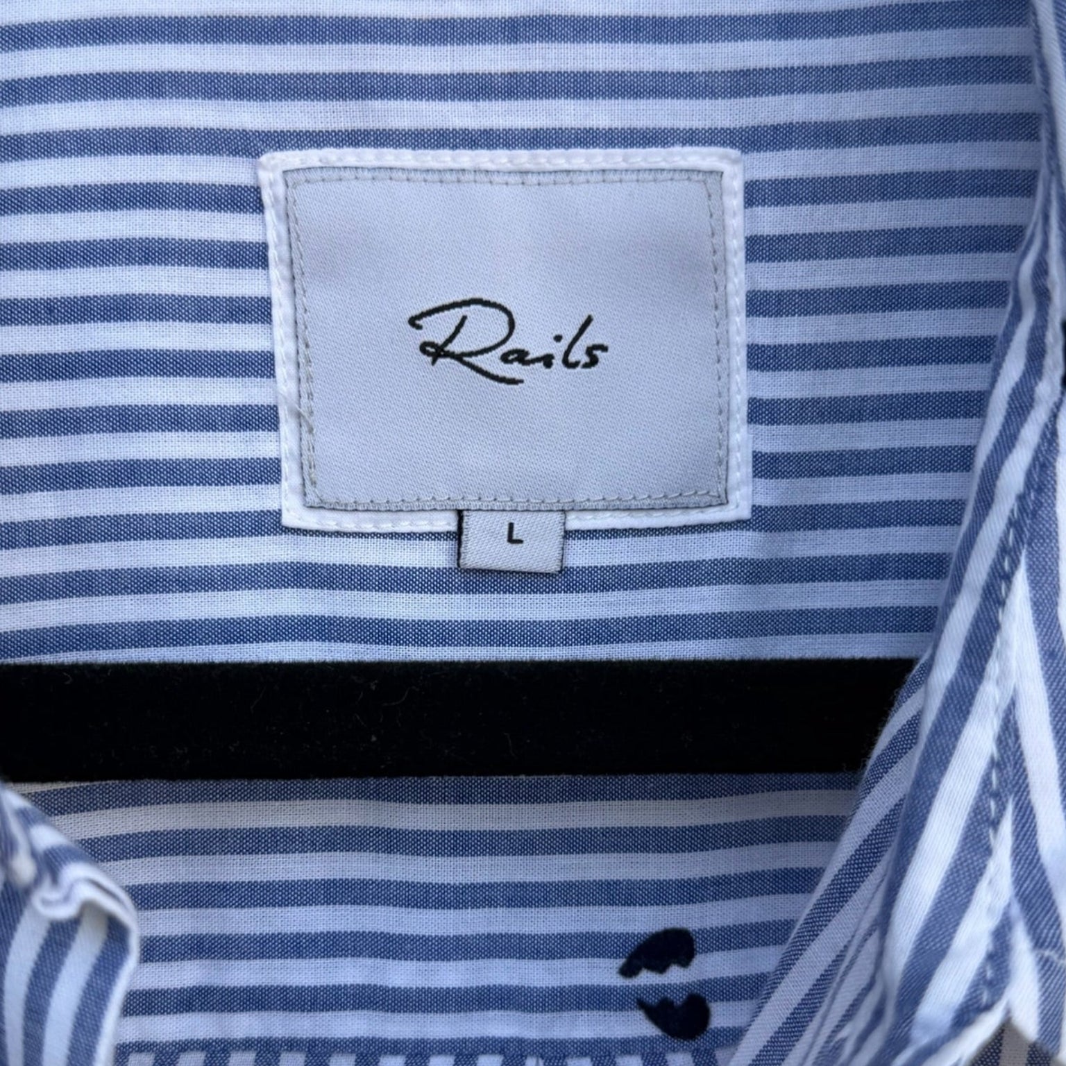Rails Heart Print Striped Button Down Shirt Size Large
