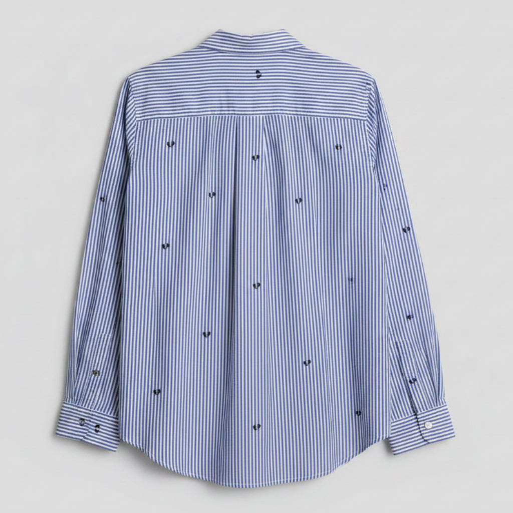 Rails Heart Print Striped Button Down Shirt Size Large