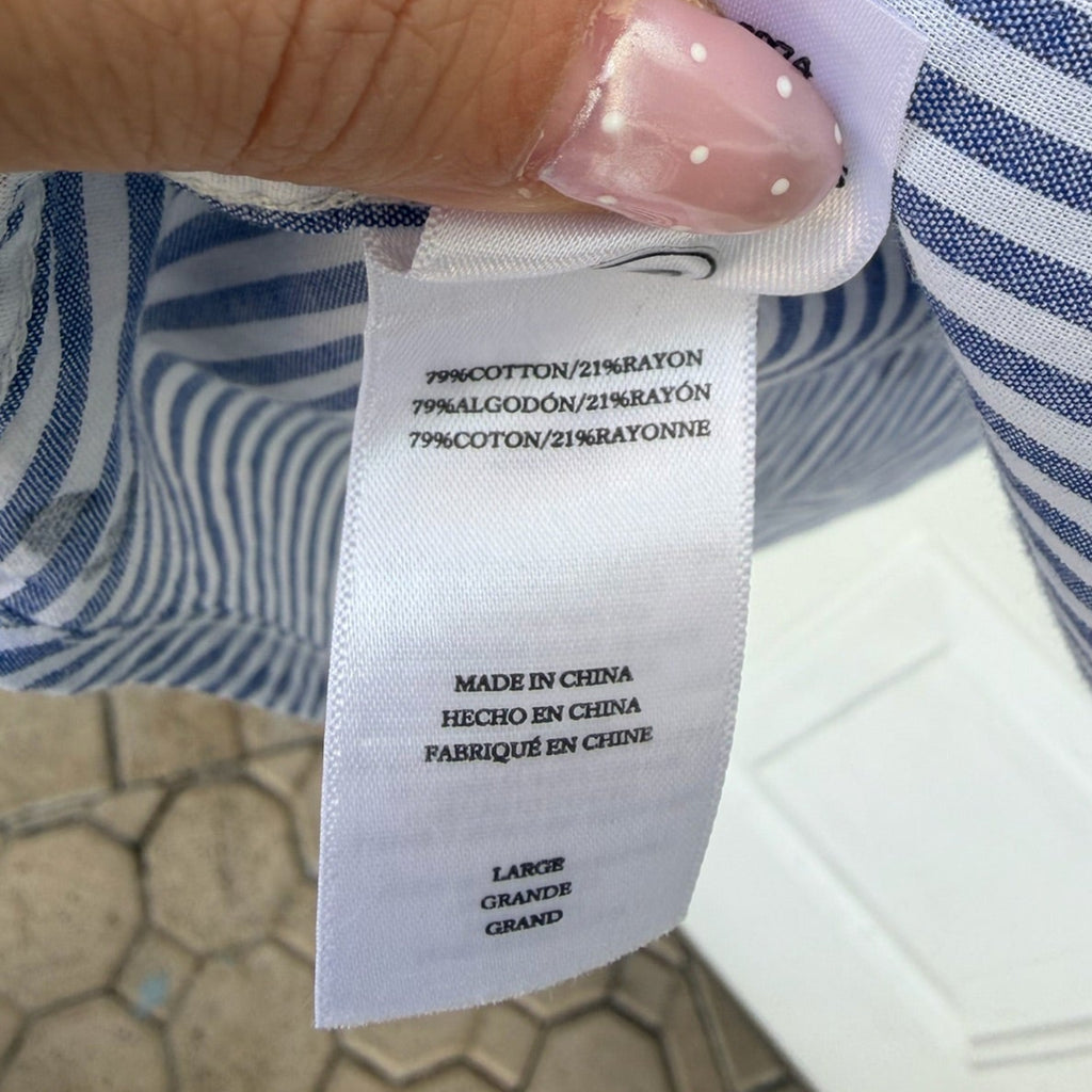 Rails Heart Print Striped Button Down Shirt Size Large
