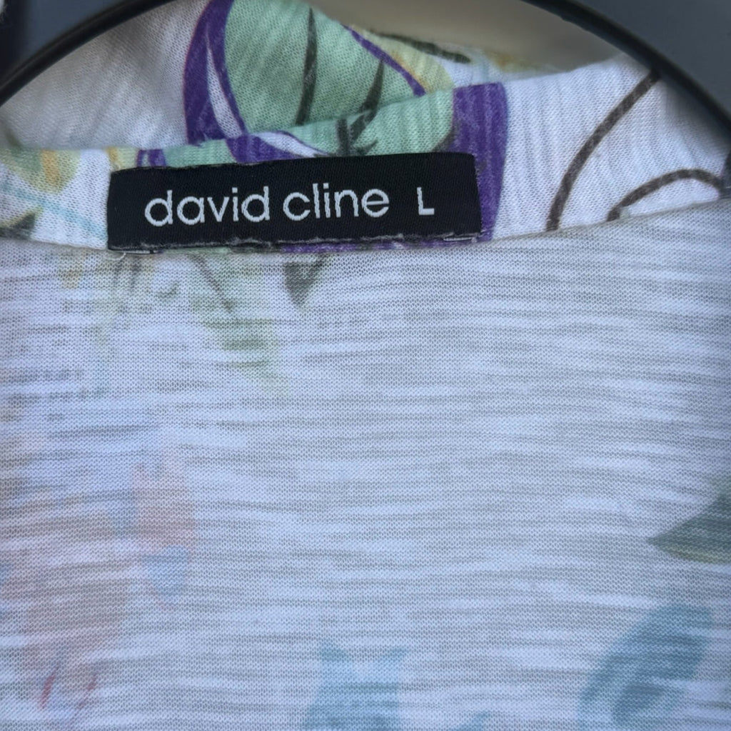 David Cline Floral Crinkle Blouse Size Large