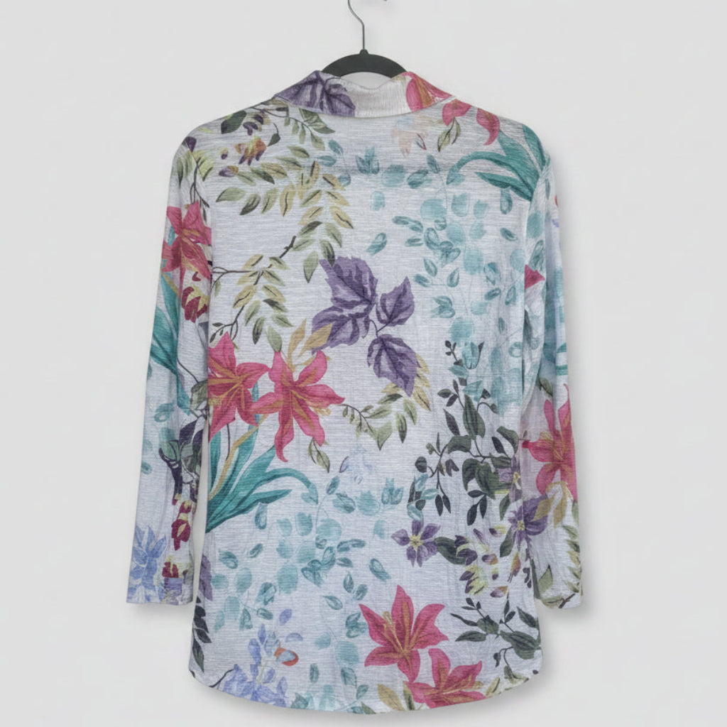 David Cline Floral Crinkle Blouse Size Large