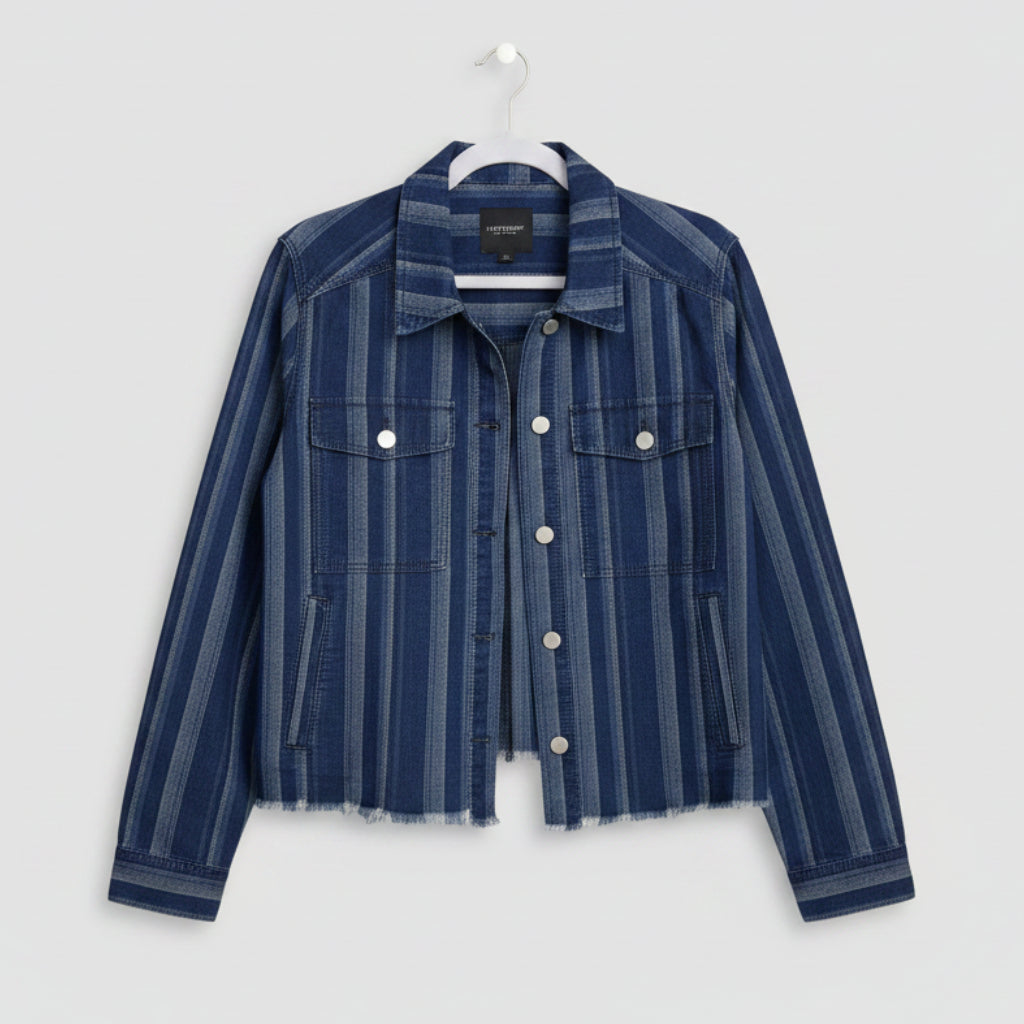 Liverpool Los Angeles Striped Denim Jacket Size L