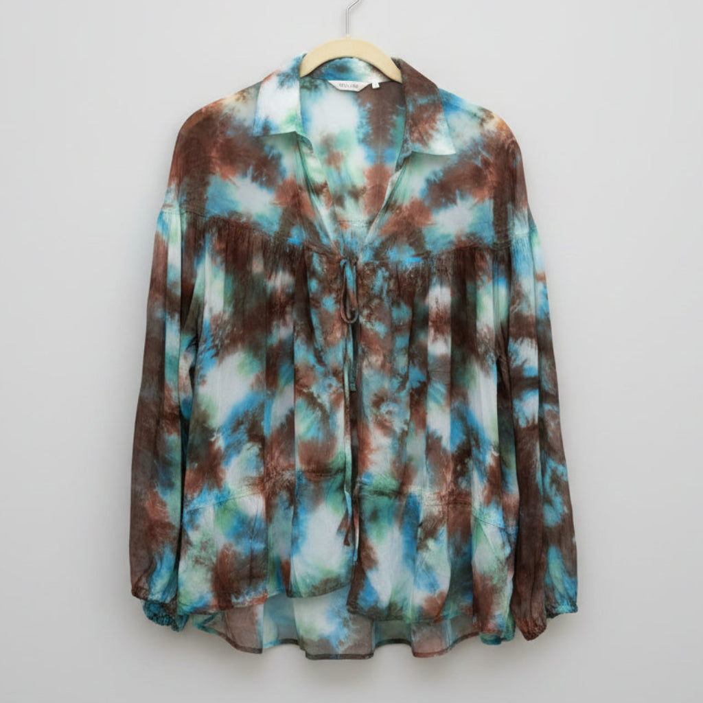 Young Fabulous & Broke (YFB) Tie Dye Oversize Viscose Blouse Size M