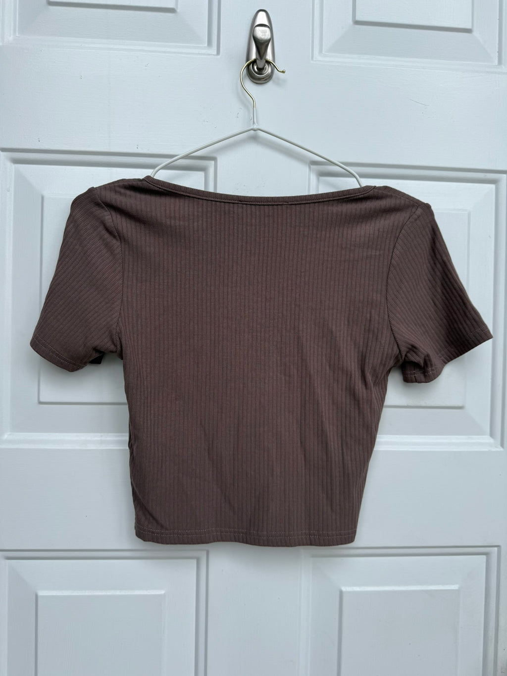 Final Touch Ribbed Button-Front Crop Top Size Medium