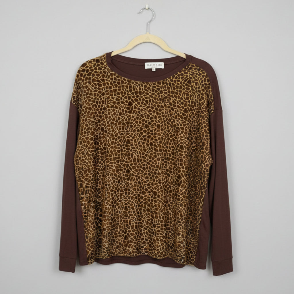 Hale Bob Velvet Giraffe Print Top Size M