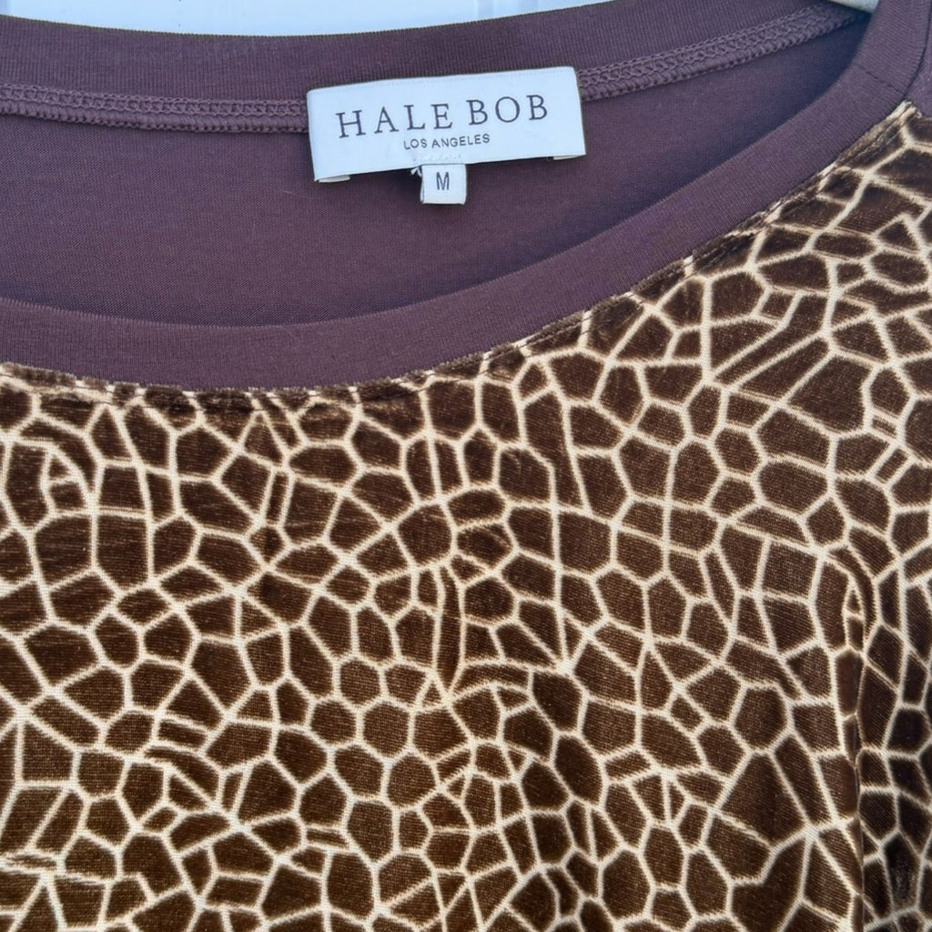 Hale Bob Velvet Giraffe Print Top Size M