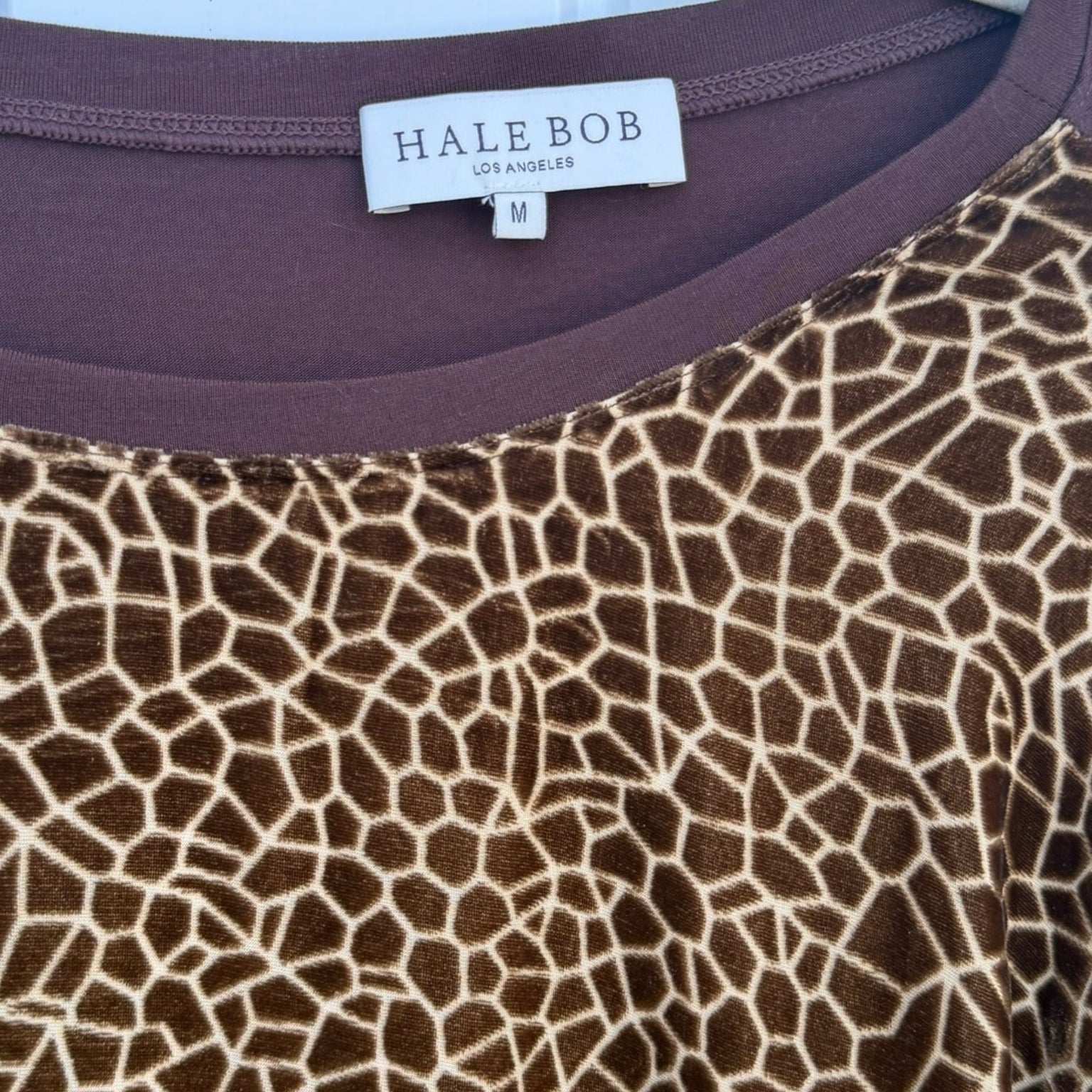 Hale Bob Velvet Giraffe Print Top Size M