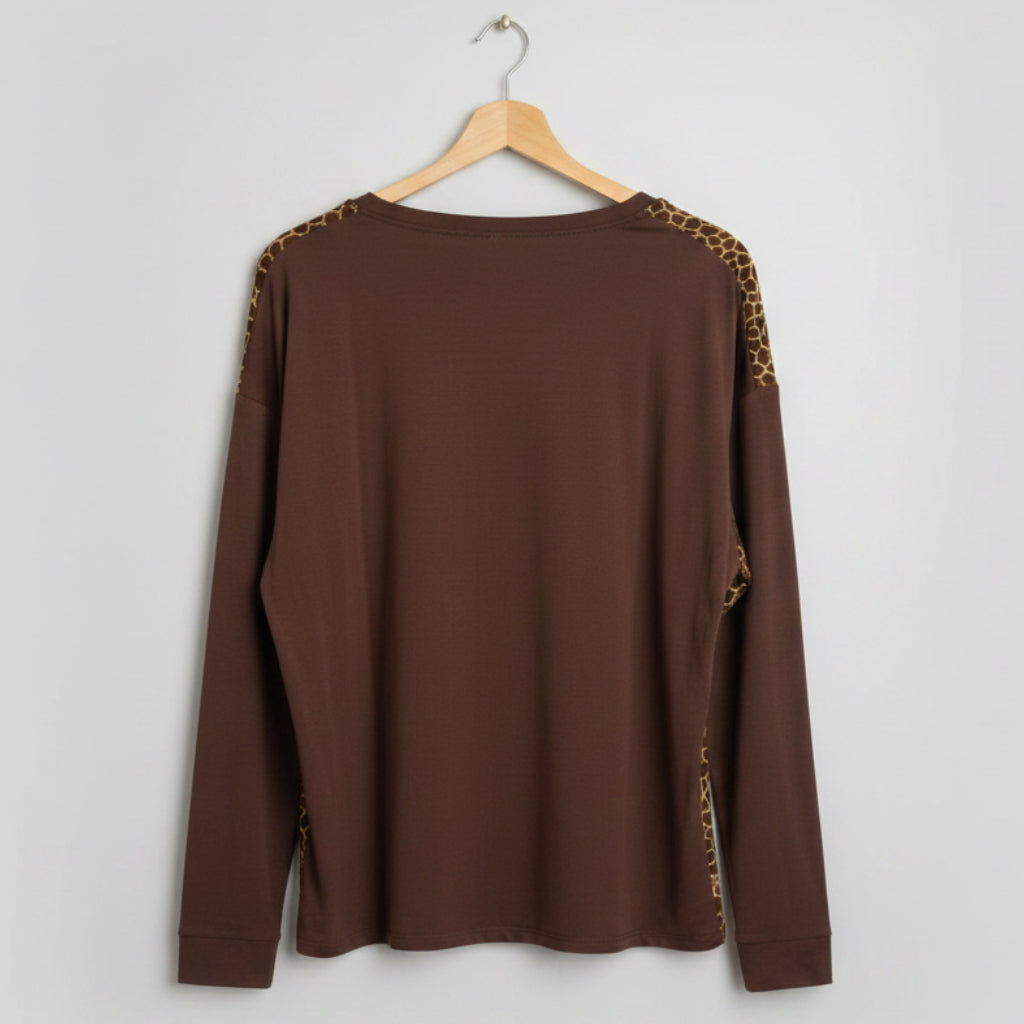 Hale Bob Velvet Giraffe Print Top Size M