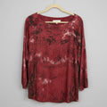 River & Sky Crinkle Print Satin Top Size L