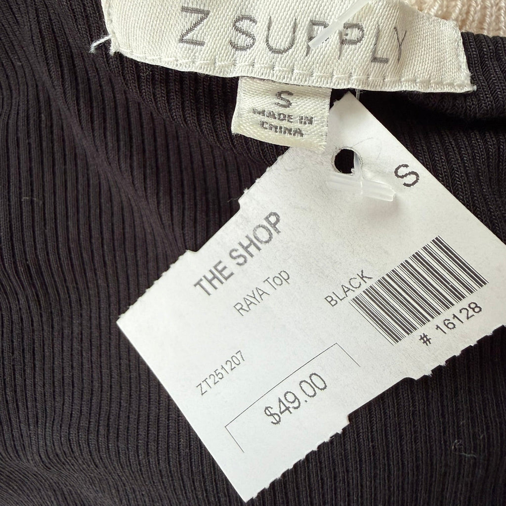 Z Supply Black Raya Ribbed Halter Size Small