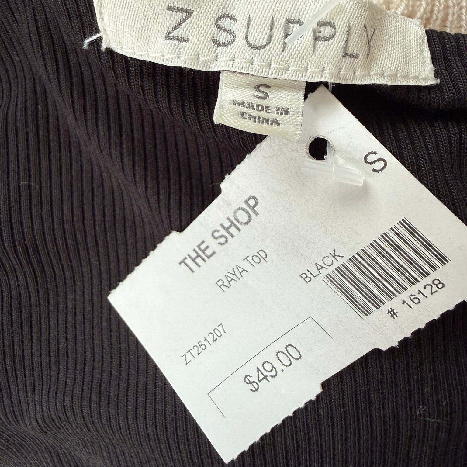 Z Supply Black Raya Ribbed Halter Size Small