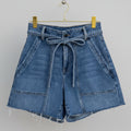 Hidden LA Paperbag Denim Shorts – High Rise, Raw Hem, Size S