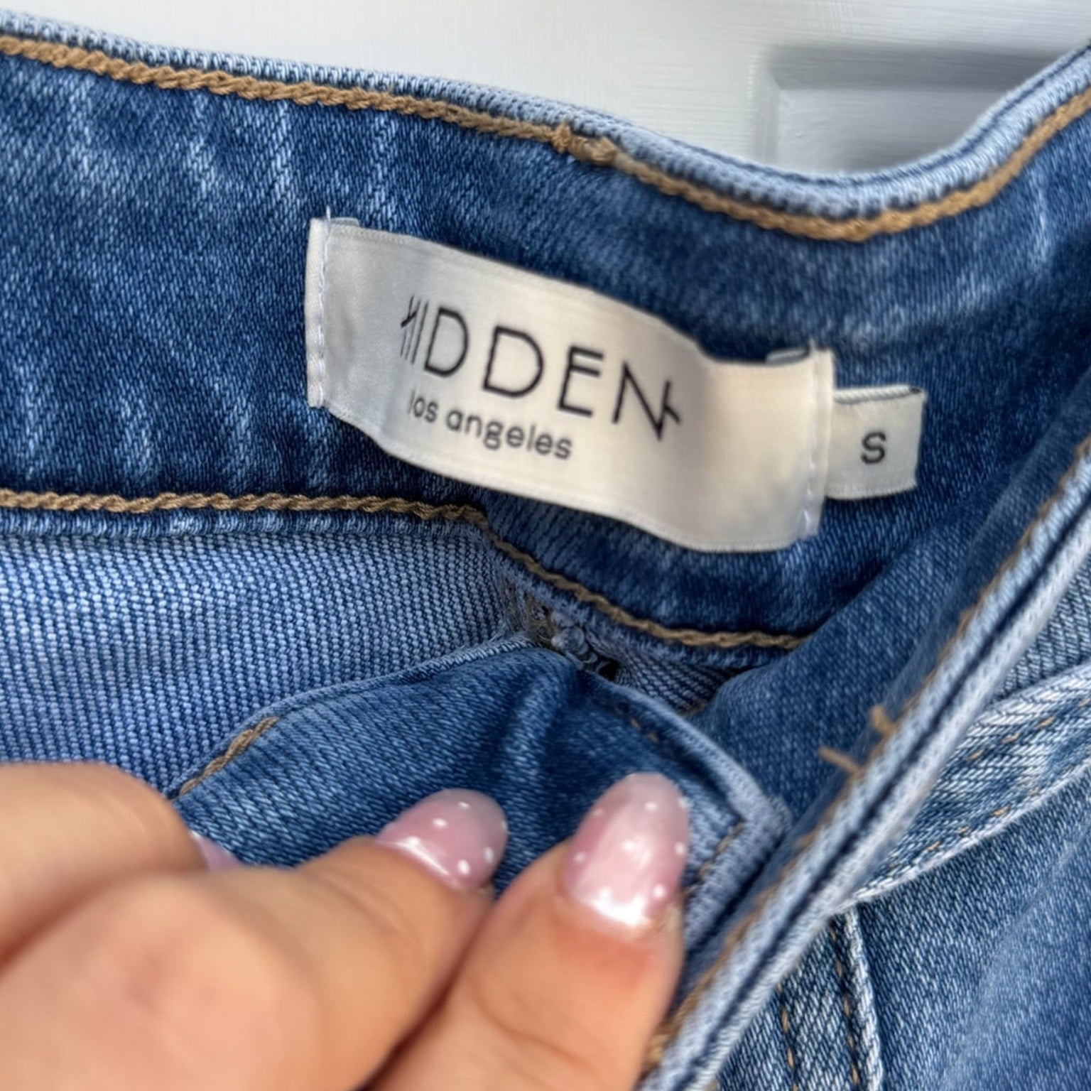 Hidden LA Paperbag Denim Shorts – High Rise, Raw Hem, Size S