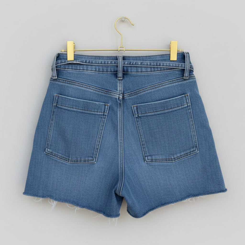Hidden LA Paperbag Denim Shorts – High Rise, Raw Hem, Size S