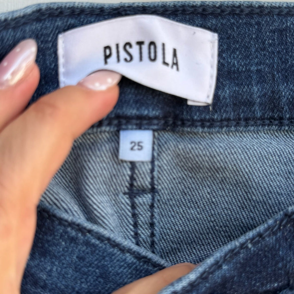 Pistola High Rise Flare Jeans – Medium Wash, Polished, Size 25