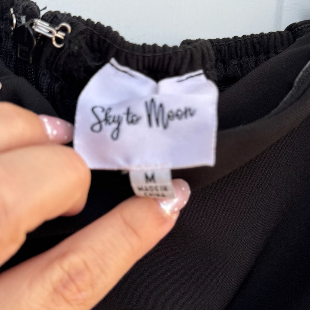 Sky to Moon Black Skort Romper – Strapless, Versatile, Size M