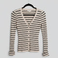 Z Supply Striped Ribbed Cardigan – V-Neck, Soft Knit, Size S
