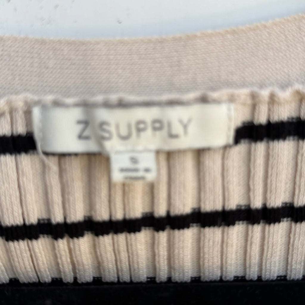 Z Supply Striped Ribbed Cardigan – V-Neck, Soft Knit, Size S