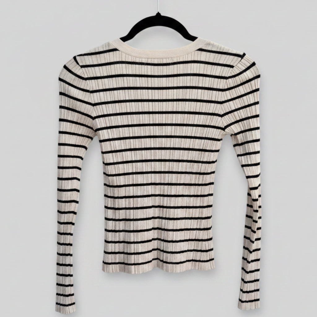 Z Supply Striped Ribbed Cardigan – V-Neck, Soft Knit, Size S