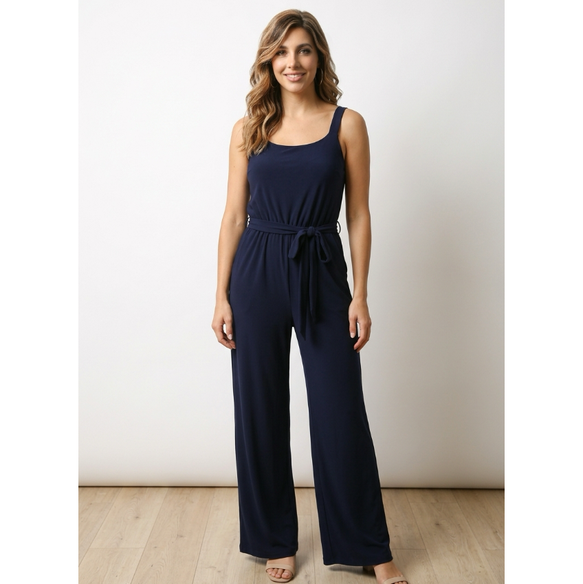 Frank Lyman Navy Wide-Leg Jumpsuit Size Medium