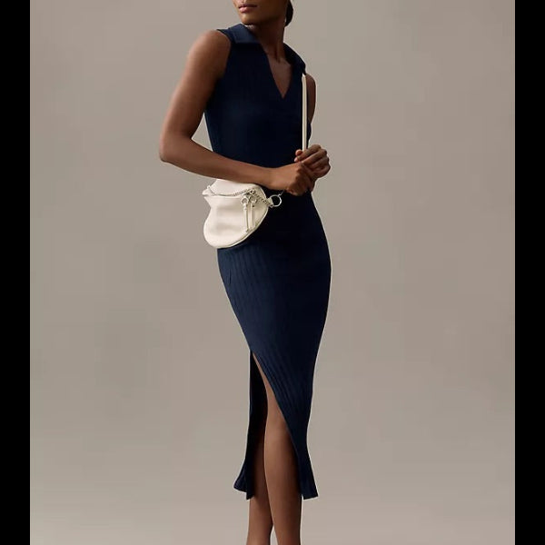 Stateside Ribbed Polo Midi Dress Size Small