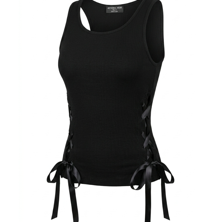 Illa La Ribbed Lace-Up Tank Size Medium