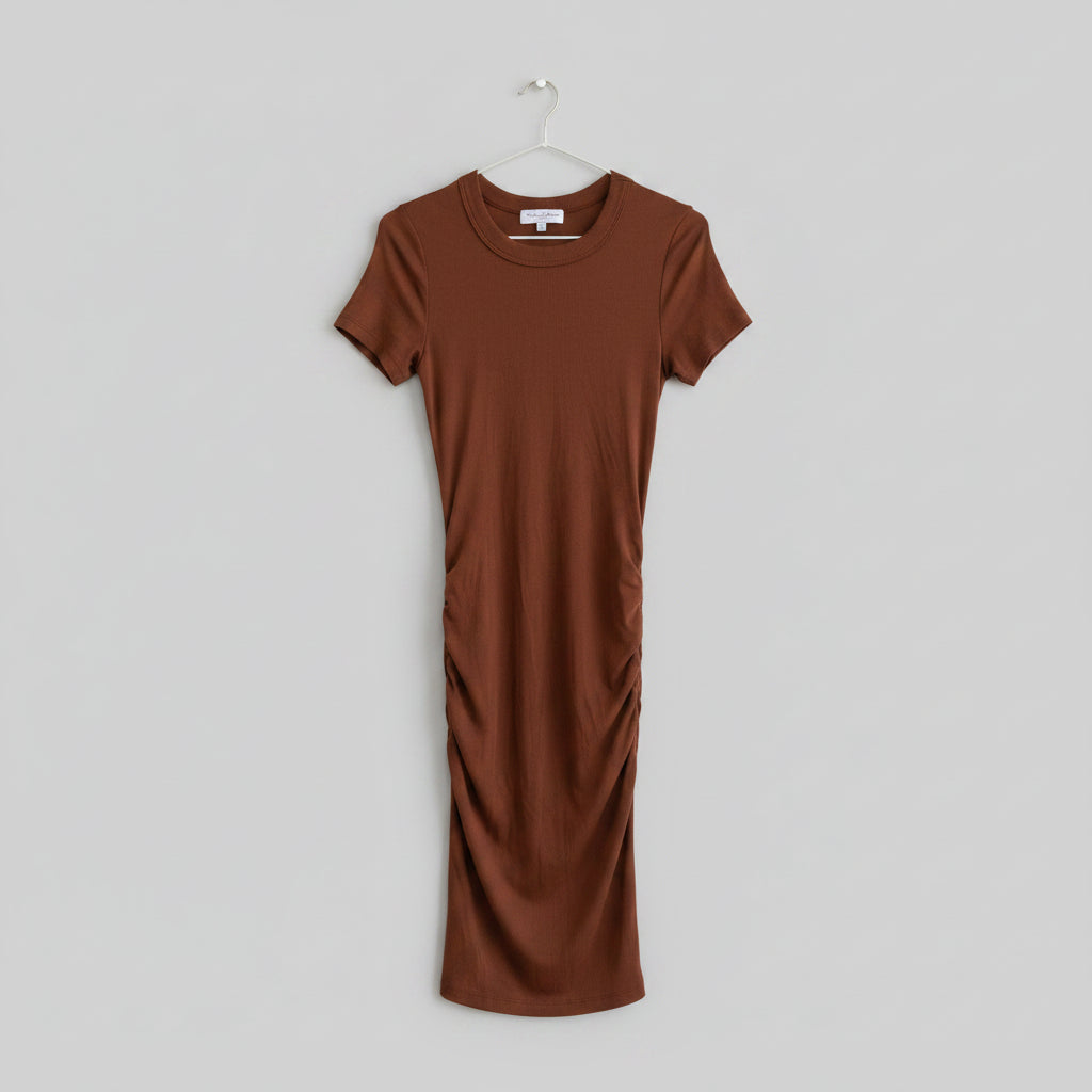 Michael Stars Ribbed Ruched Midi Dress Size Small