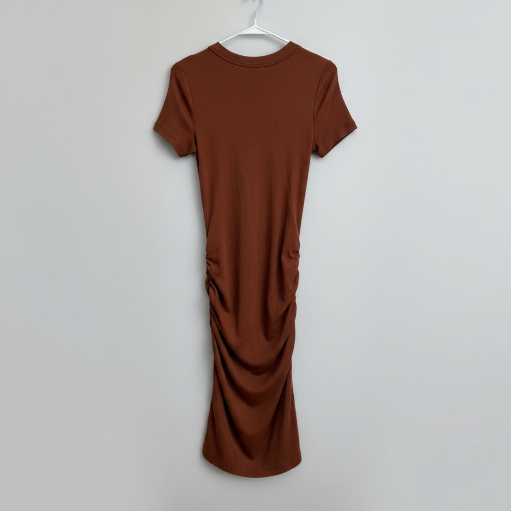 Michael Stars Ribbed Ruched Midi Dress Size Small