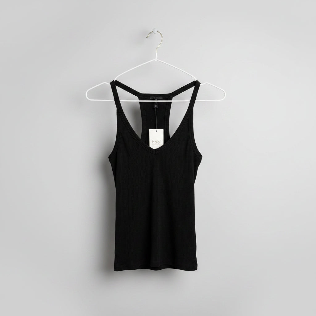 Bobi Los Angeles Black Ribbed Tank Top Size Small